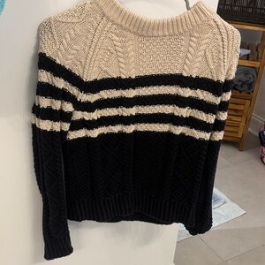 L.L. Bean Black and Cream fisherman sweater